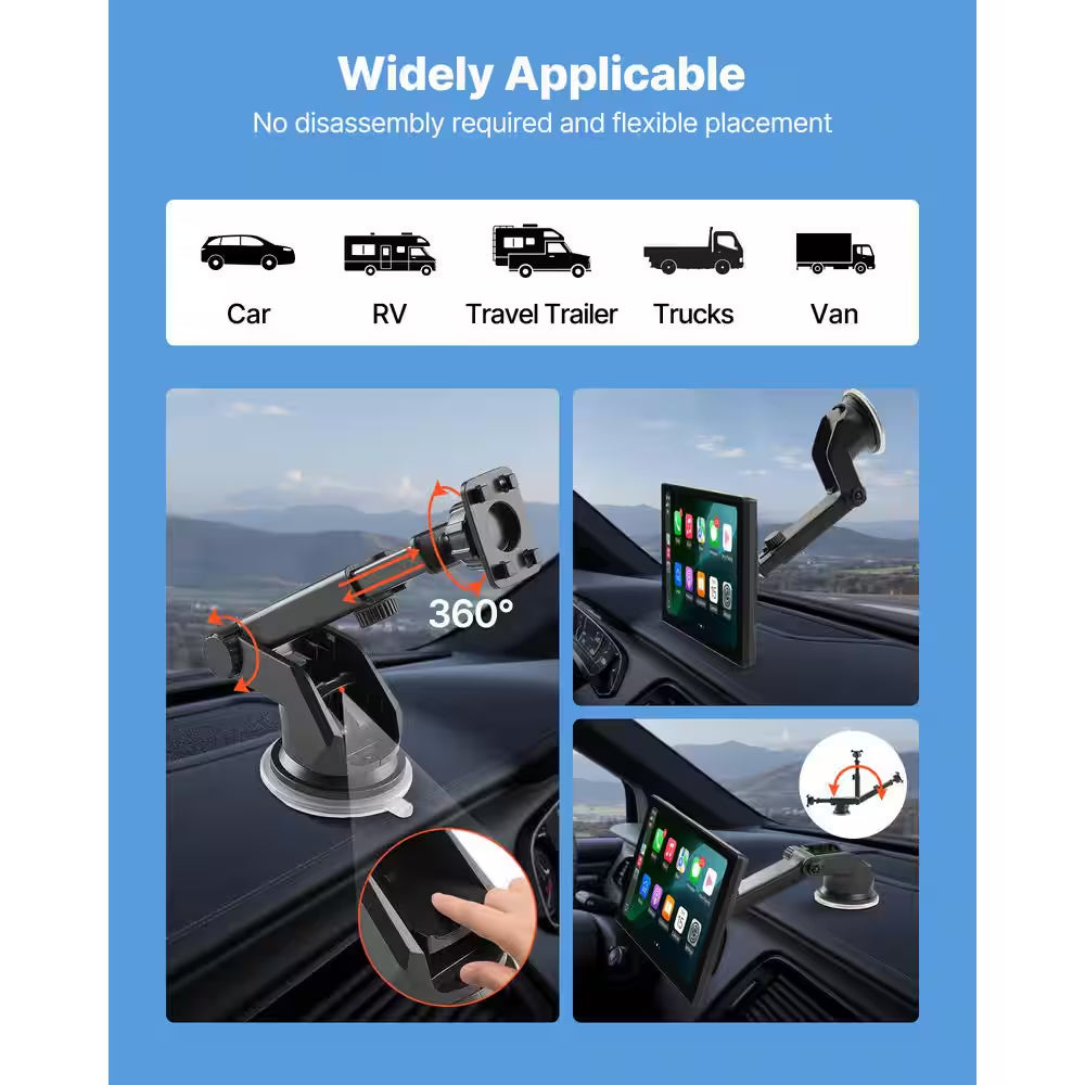 Wireless Car Stereo, 9-In. HD Portable Screen Compatible with Carplay, Android Auto, Camera, Voice Control, Bluetooth